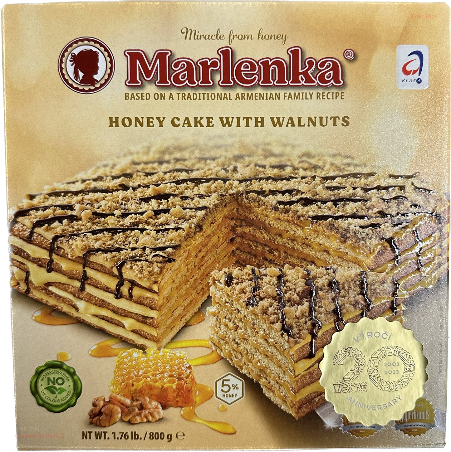 2580: MARLENKA HONEY CAKE WITH WALNUTS (Refrigerated) 6/800g $22