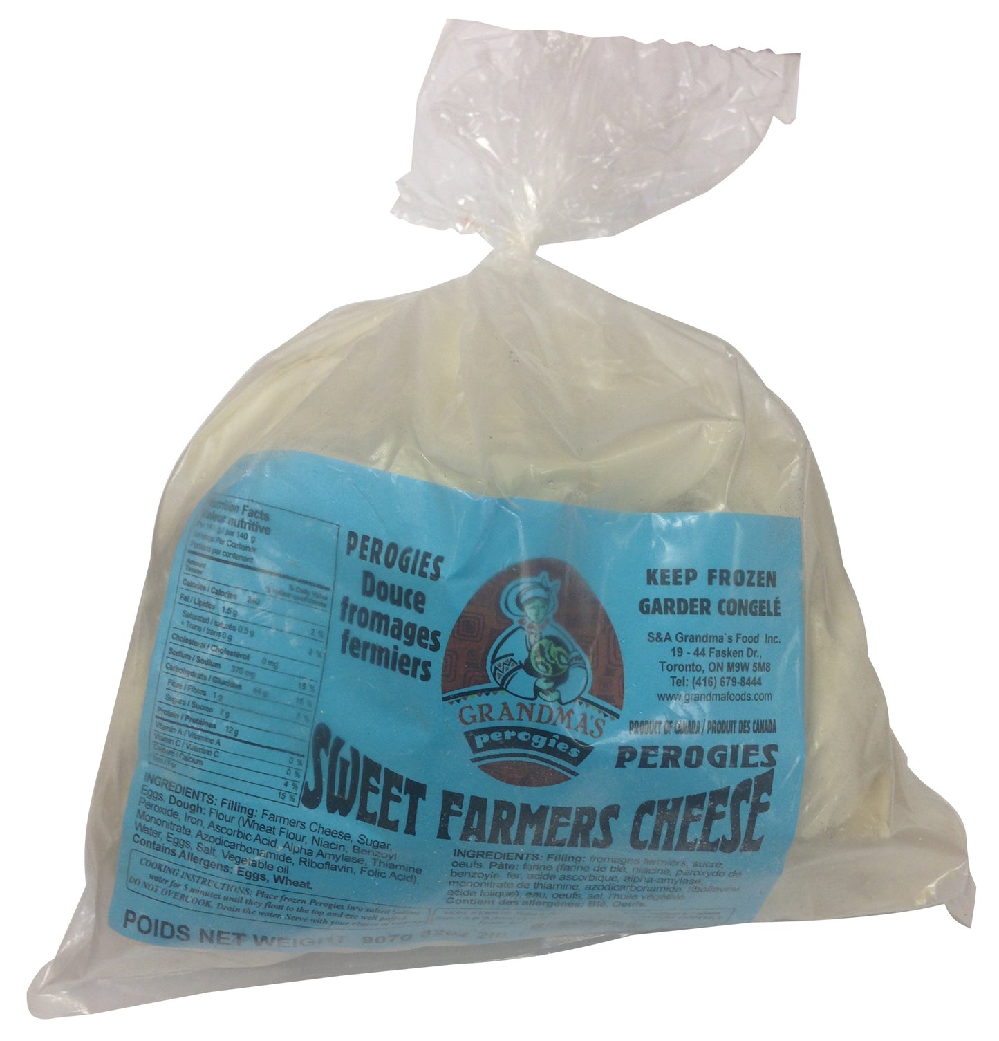 1181: GRANDMAS SWEET FARMER CHEESE PEROGIES - 14/908G - $6.50