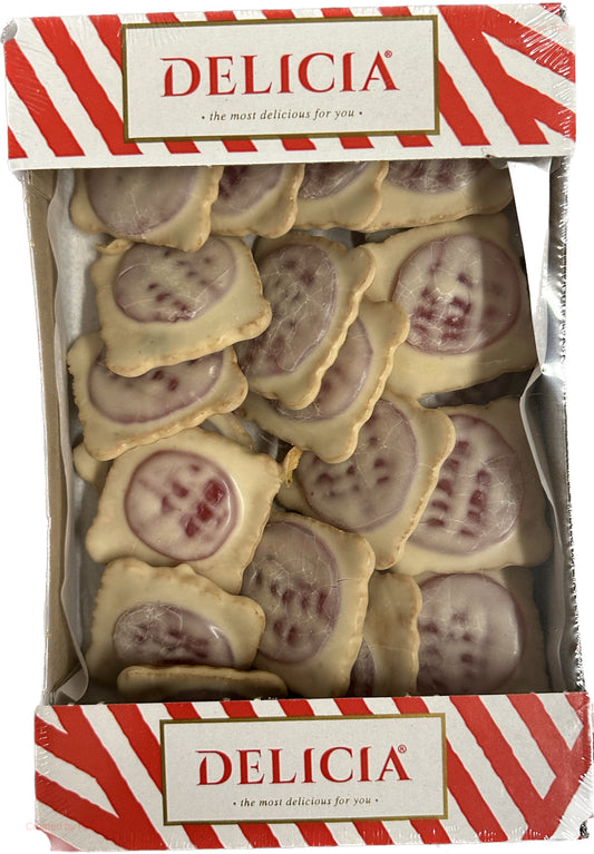 2610: Delicia "Margaritka" biscuits w black currant flavor in white glaze  1/300g $4.3