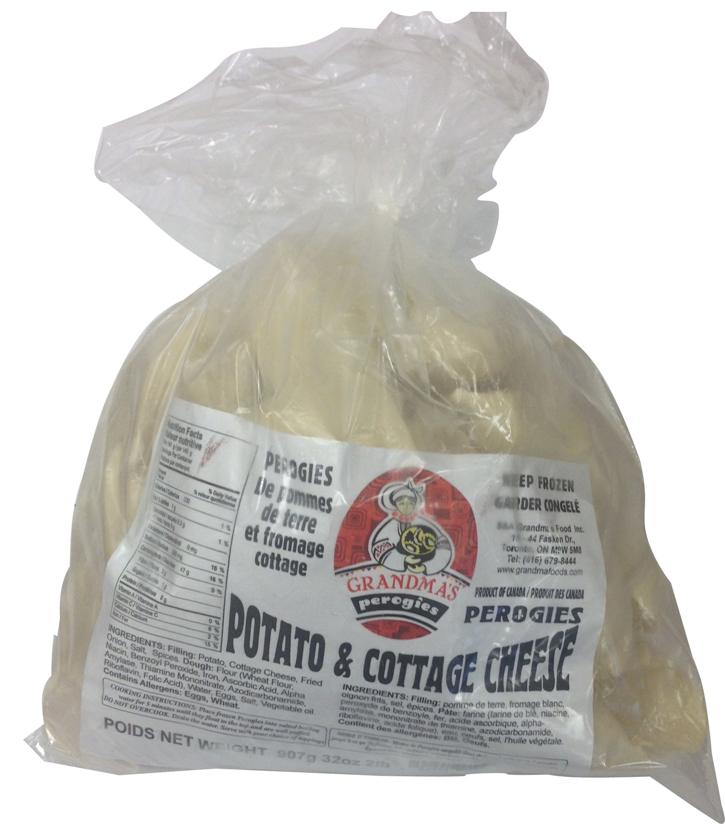 1176: GRANDMAS POTATO COTTAGE CHEESE PEROGIES - 14/908G - $6.50