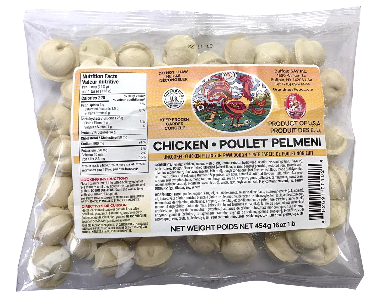 1335: GRANDMAS - MINI CHICKEN PEROGIES - 24/454G - $4.50